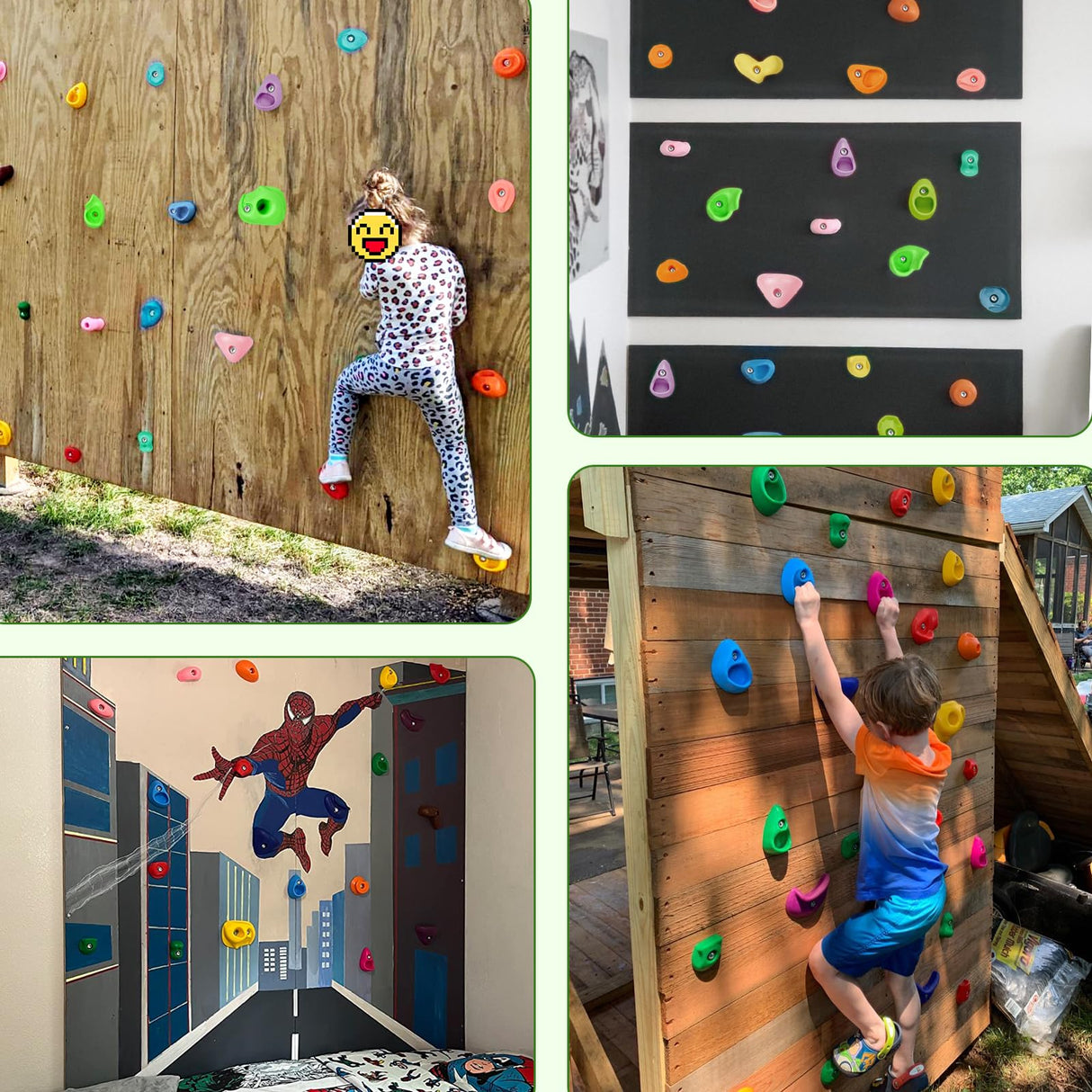 TOPNEW 32 Rock Climbing Holds Multi Size for Kids, Adult Rock Wall Holds Climbing Rock Wall Grips for Indoor and Outdoor Playground Play Set - Includes 2 Inch Mounting Hardware TOPNEW