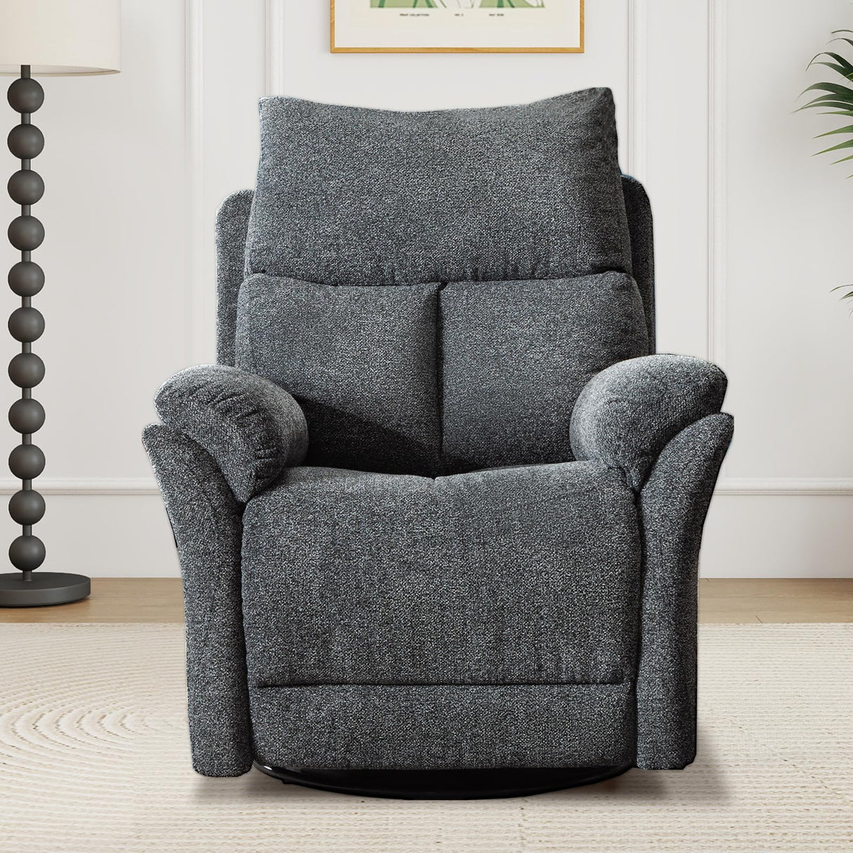 ANJ Swivel Rocker Recliner Chair Nursery, Manual Fabric Small Rocking Recliner, Modern Rocking Reclining Chairs for Living Room, Bedroom, Small Space (Gray) ANJ