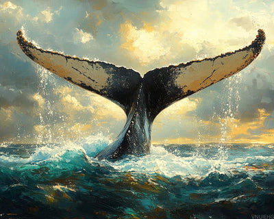 VNUIEHG Paint by Numbers, Whale Tail Splashing Through The Water, 16x20 Inch Drawing with Brushes Winter Home Decor Christmas Gifts (Without Frame)