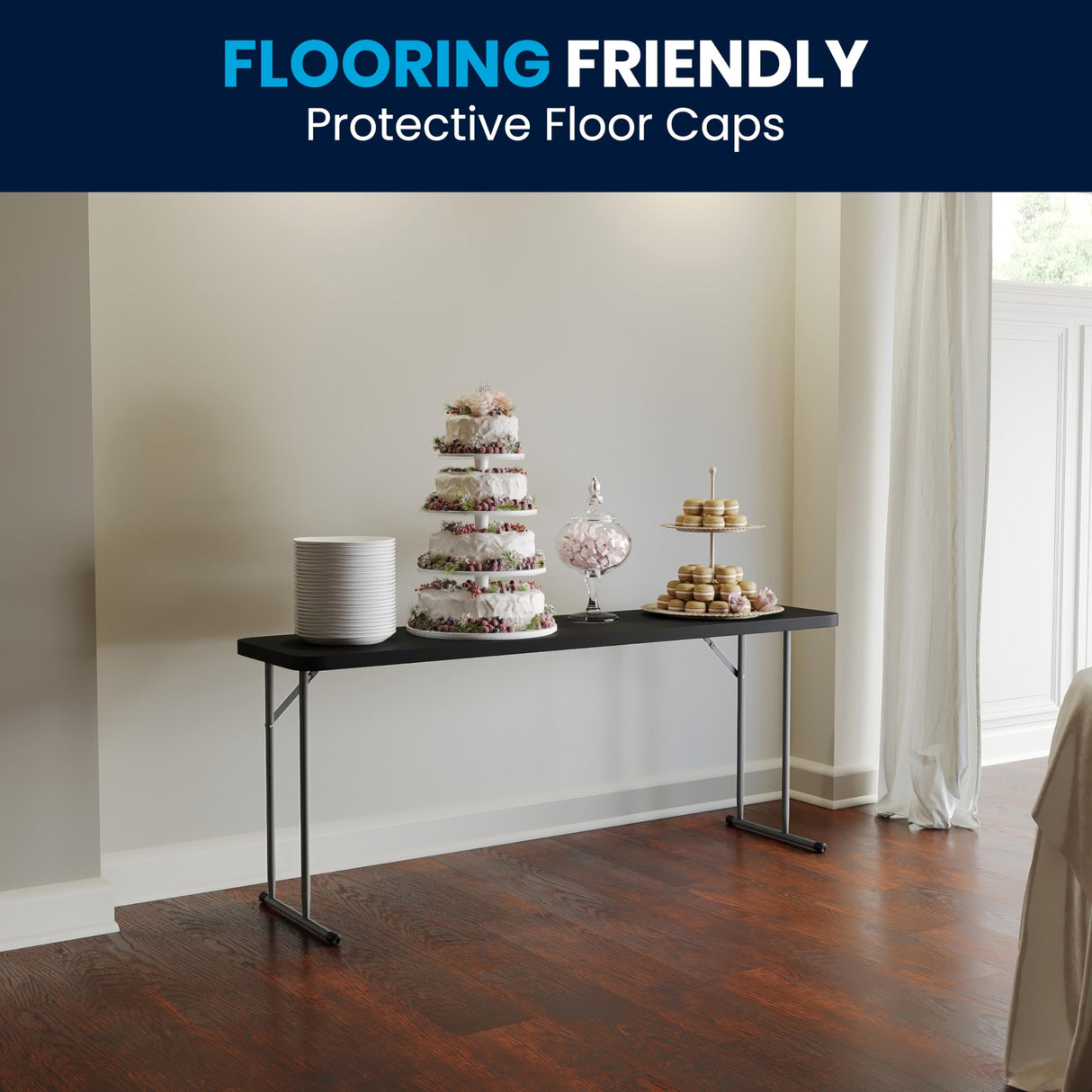 Flash Furniture Kathryn 6' Plastic Folding Training and Event Table, Rectangular Folding Training Table with 220-lb. Static Weight Capacity, Black Flash Furniture