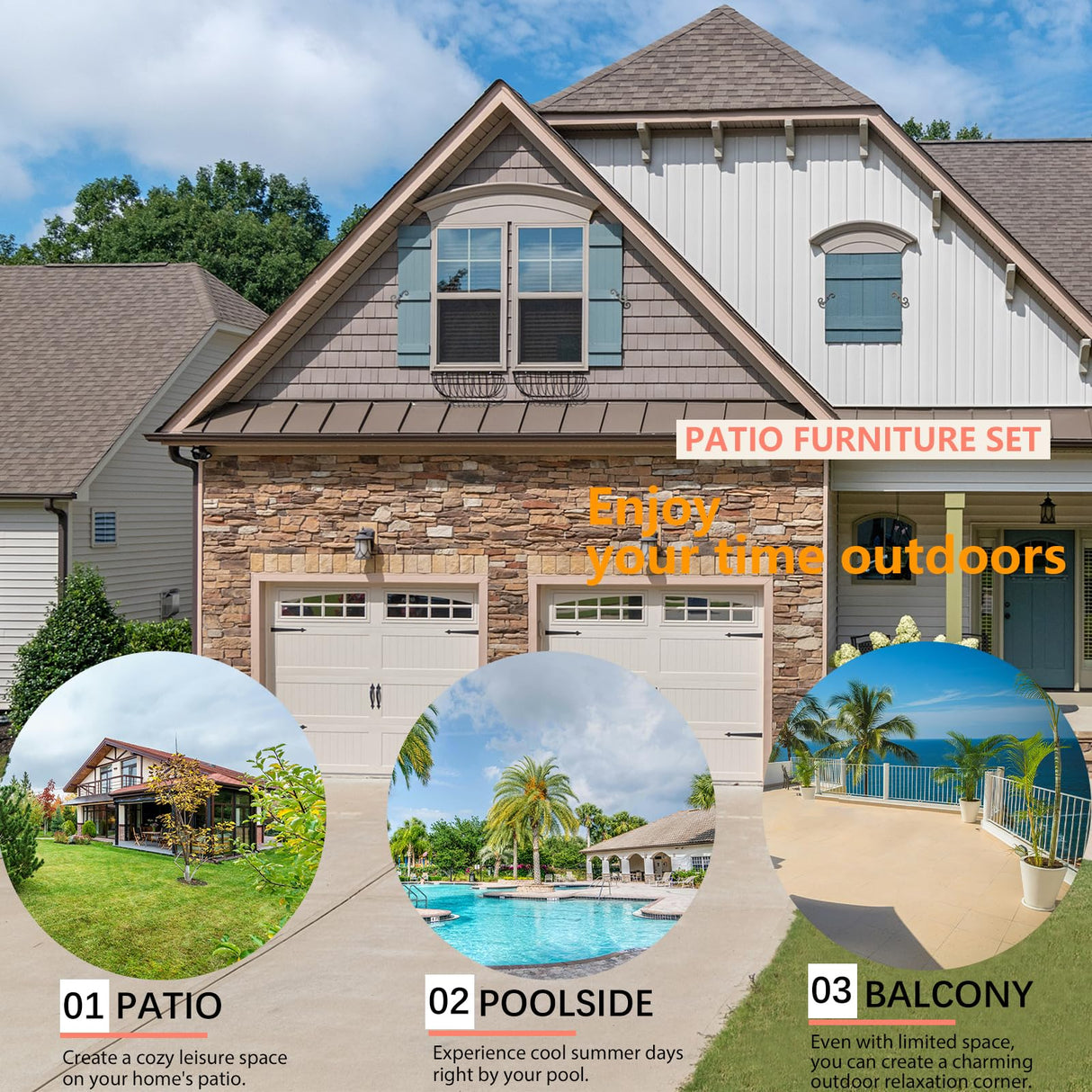 OSGMMOSG Patio Furniture Set Outdoor Furniture,Outdoor Patio Furniture 7 Pieces,Wicker Patio Furniture with Footstool and Coffee Table,Outdoor Couch for Porch, Poolside, Garden or Backyard OSGMMOSG