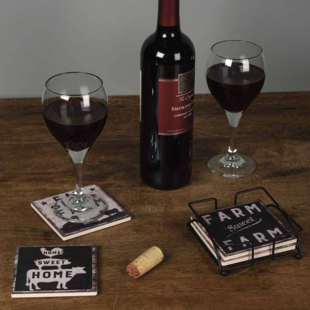 Primitives by Kathy 39412 Rustic Style Absorbent Stone Coasters, Set of 4, Farm-Sweet-Farm Primitives by Kathy