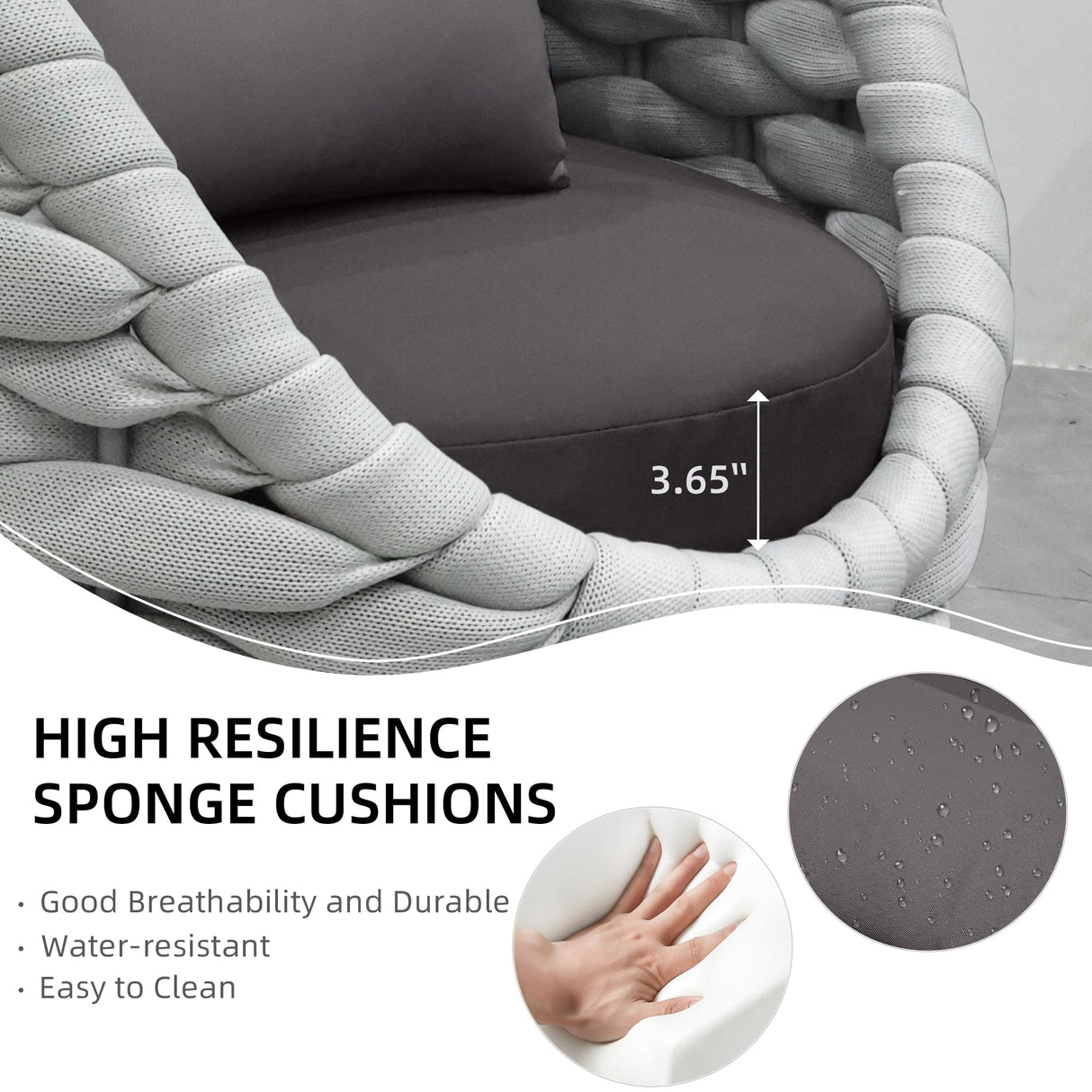 6-Piece Aluminum Patio Furniture Set, Modern Outdoor Conversation Set Sectional Sofa with Water Repellent Thick Cushions and Coffee Table for Balcony, Garden TWT