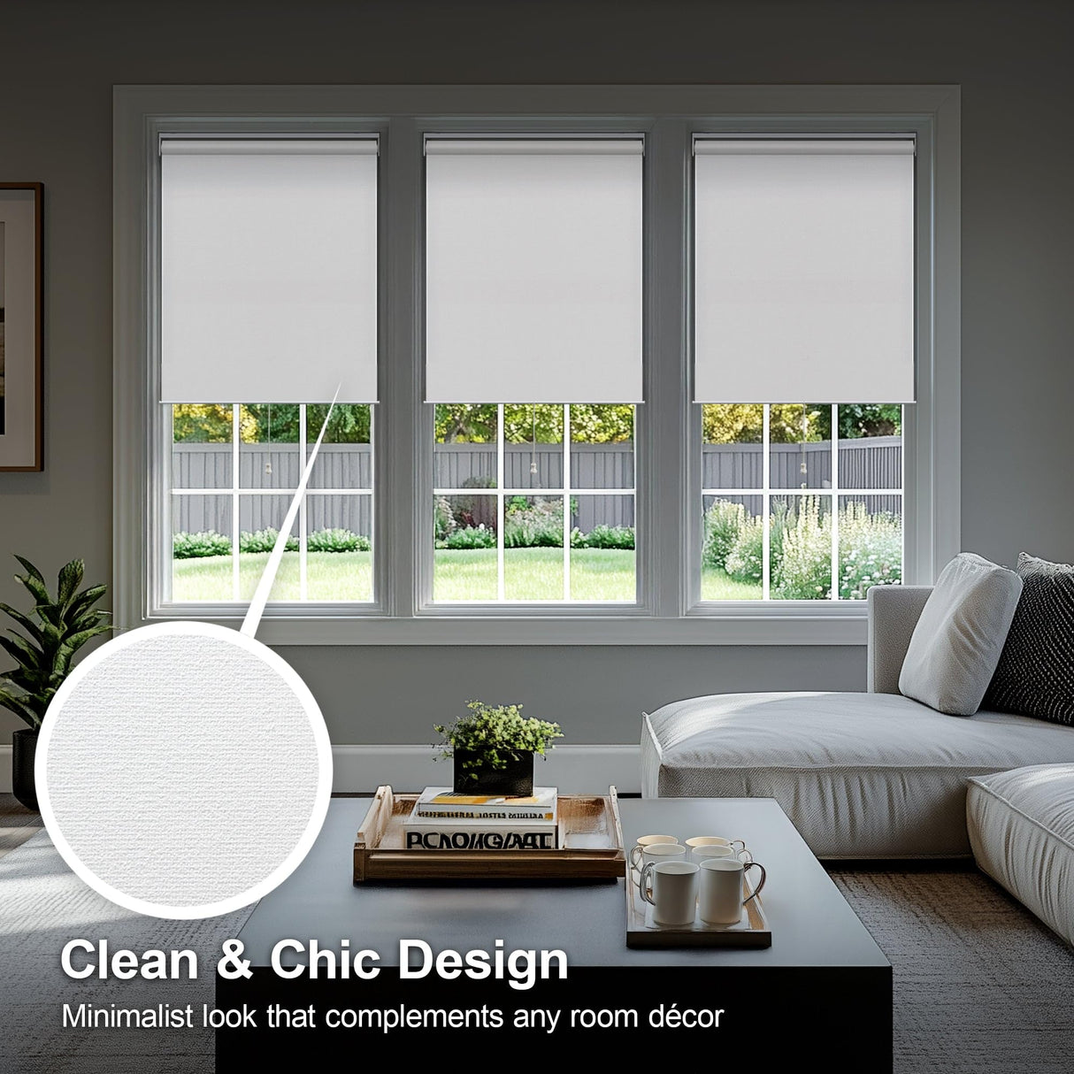 CHICOLOGY Roller Window Shades , Window Blinds , Window Shades for Home , Roller Shades , Window Treatments , Window Blinds Cordless , Door Blinds , Byssus White (Blackout), 30"W X 72"H CHICOLOGY
