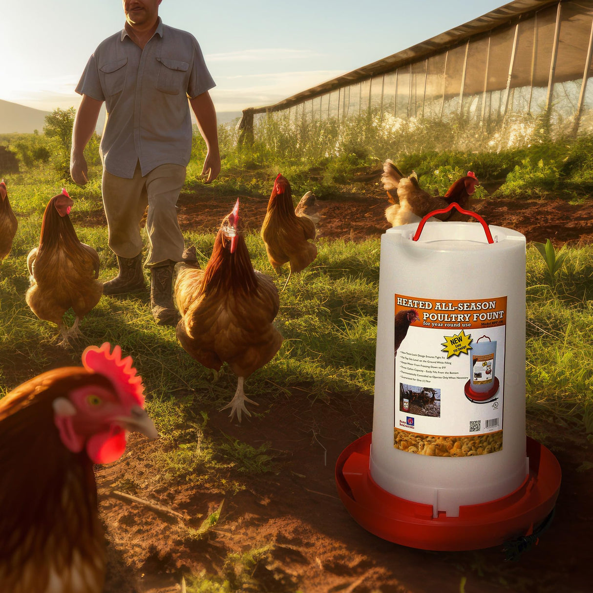 Farm Innovators Heated Chicken Waterer, Poultry Water Fountain, 3 Gallon Farm Innovators Inc.