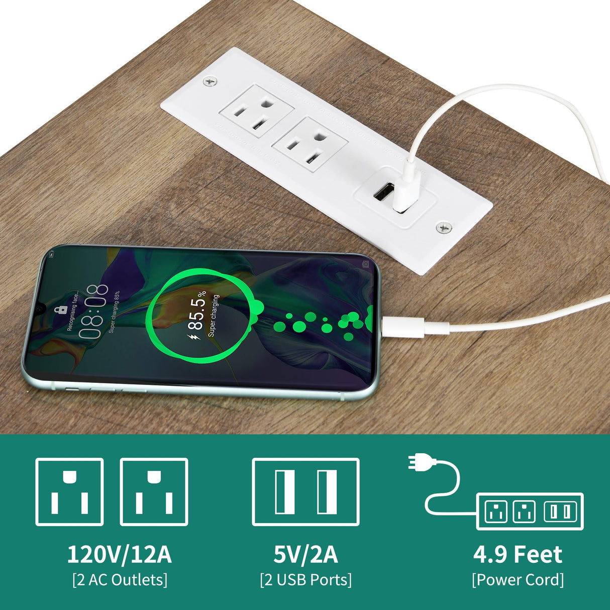 YITAHOME TV Stands for Living Room, Modern Entertainment Center with Power Outlets for Television up to 65 Inch, Farmhouse Media Console TV Cabinet with Adjustable Shelf & Open Shelves, White YITAHOME