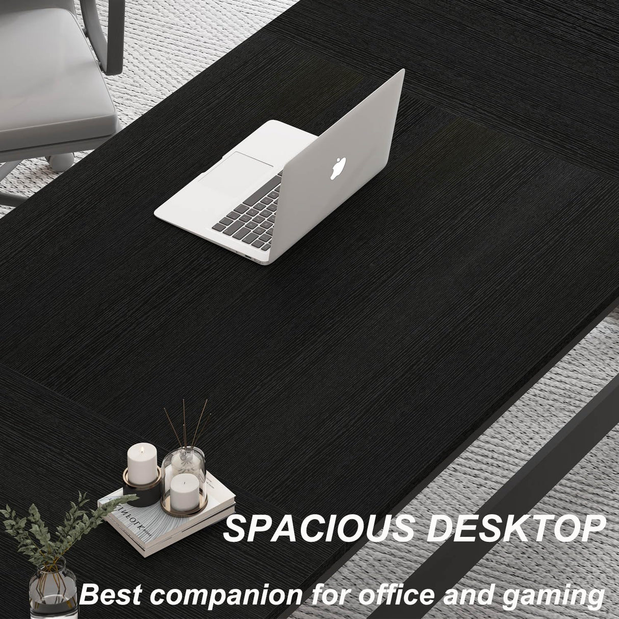 HSH 70.8" Black Computer Desk, Large Modern Workstation Home Office Desk, Long Industrial Study Gaming Work Writing Desk for 2 Person, Farmhouse Double Wood Executive Pc Table with Storage in Bedroom HSH