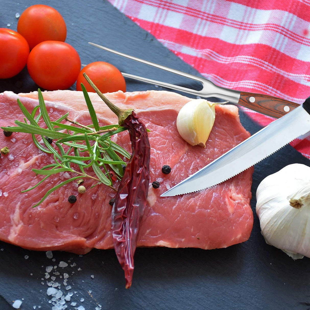 Patelai 2 Pcs Carving Meat Forks 12 in and 14 in Stainless Steel Serving Grilling Beef Forks with Wooden Handle for Kitchen Large Cooking Forged Set for Home Family Party Roast BBQ Accessories tools Patelai