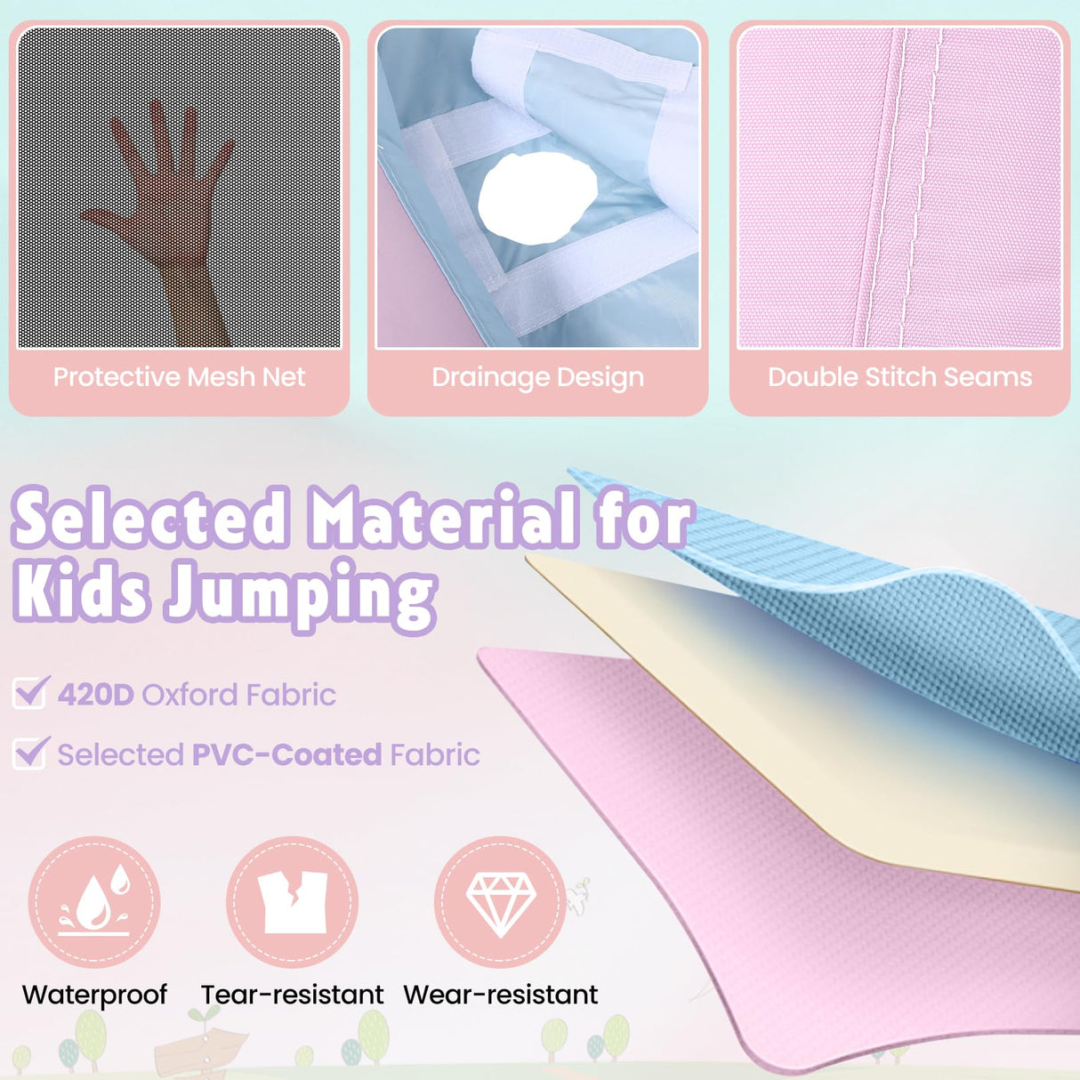 AKEYDIY Inflatable Bounce House Double Slides for Kids, Giant Bounce Castle 21.3FT x14.7FT with Pool, Multiple Game Areas and 950w Blower, for Party Holiday Outdoor Indoor (Dual Slide - Macaron) AKEYDIY