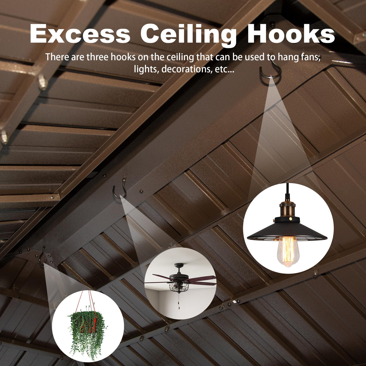 Domi 6x10FT Hardtop Grill Gazebo, Outdoor BBQ Gazebo with Double Galvanized Steel Roof, Patio Grill Canopy with 2 Cabinets and Ceiling Hooks for Backyard, Lawn, Garden, Brown domi outdoor living