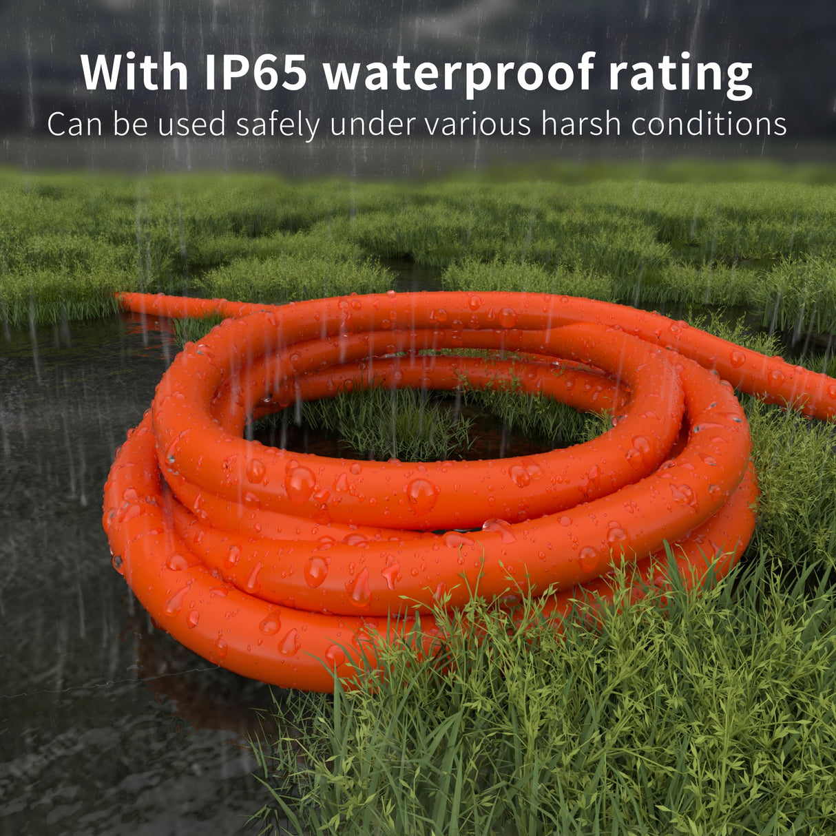 HUANCHAIN 12/3 Gauge Heavy Duty Outdoor Extension Cord 50 ft Waterproof with Lighted end, Flexible Cold-Resistant 3 Prong Electric Cord Outside, 15Amp 1875W 12AWG SJTW, Orange, ETL huanchain