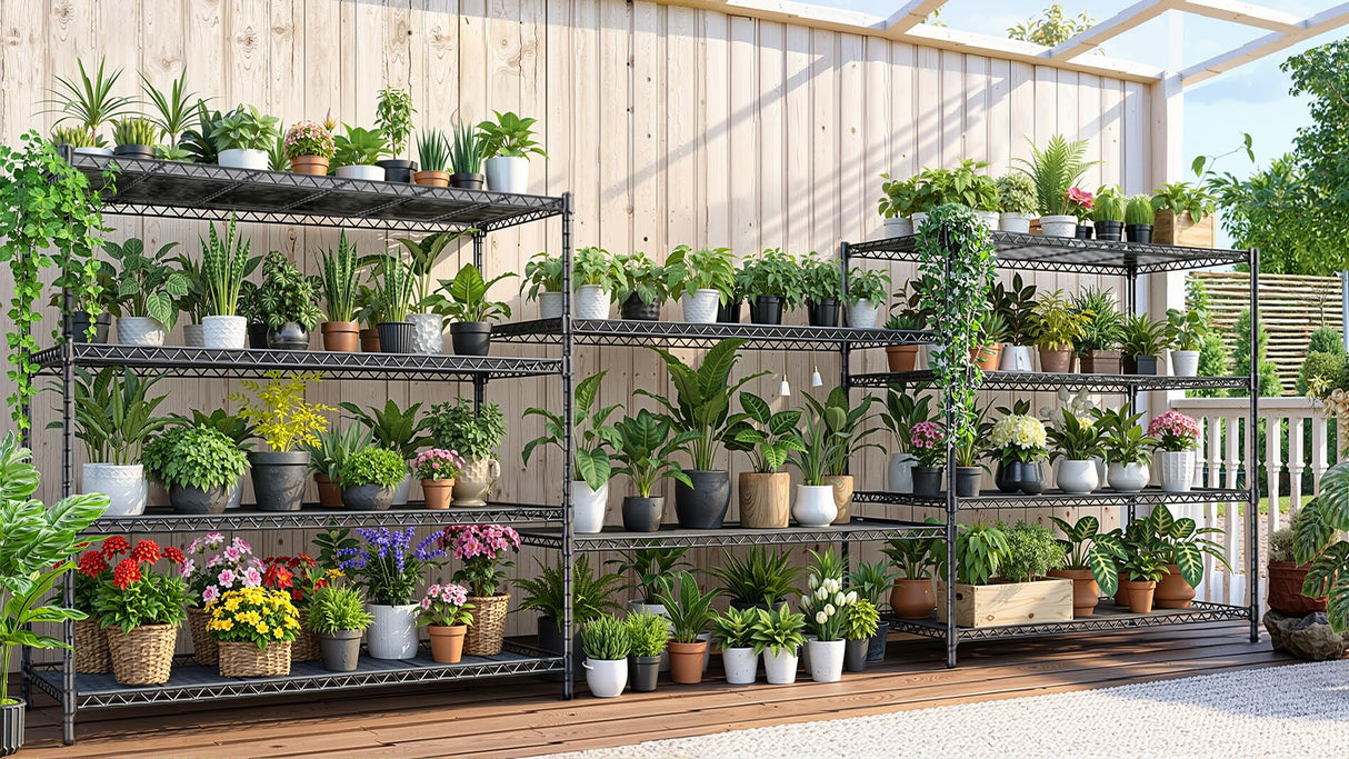 AIRAJ 60” W Storage Shelves Heavy Duty | 5 Tier Wire Shelving | 3500 LBS Metal Shelving | Garage Shelving Units and Storage | Rolling Wire Rack with Wheels | Adjustable Layer Height | 60”W×24”D×72” H AIRAJ