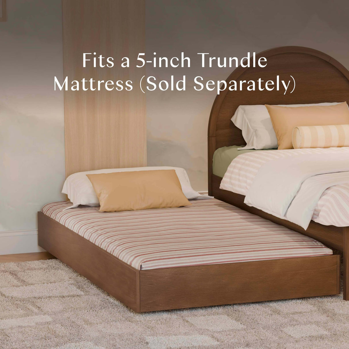 Babyletto Twin Trundle Bed with Storage - GREENGUARD Gold Trundle Storage Frame for Bondi Twin Beds - Fits Standard 5” Mattress - No Box Spring Required - Mattress Sold Separately - Natural Walnut babyletto