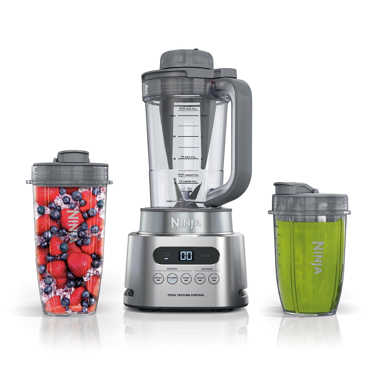 Ninja SS151 TWISTi Blender DUO, High-Speed 1600 WP Smoothie Maker & Nutrient Extractor* 5 Functions Smoothie, Spreads & More, smartTORQUE, 34-oz. Pitcher & (2) To-Go Cups, Gray Ninja