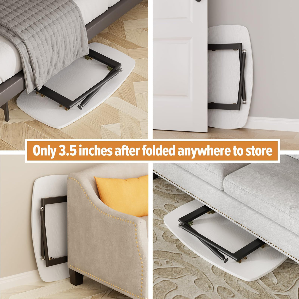 WOHOMO Foldable Coffee Table White Small Coffee Tables for Living Room Portable Simple Modern Rectangular Center Table for Small Spaces, No Assembly, 31.5 * 15.7 * 17.7IN, White WOHOMO