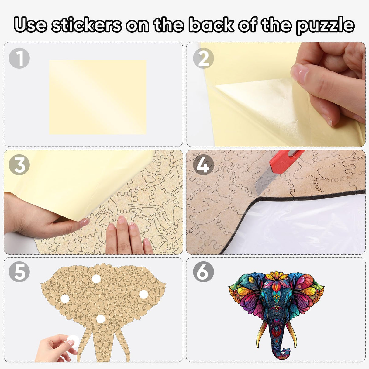 Ruikiyart Wooden Puzzles for Adults Mandala Elephant Jigsaw Puzzles 200Pcs Unique Shapes Colorful Animal Puzzles Fabulous Gift for Kids and Adults on Birthday,Thanksgiving,Christmas 11.8x12.8 Inches Ruikiyart