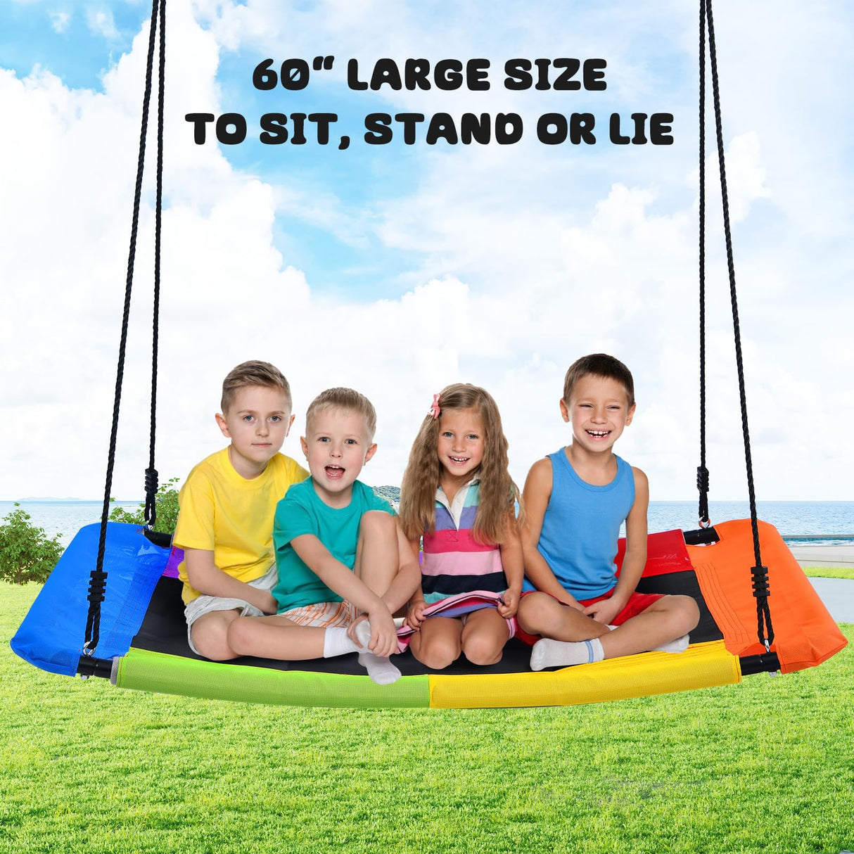 Trekassy Swing Sets for Backyard, 440lbs Heavy Duty A-Frame Metal Swing Stand with 60" Large Platform Swing for Outdoor Playground Park Trekassy