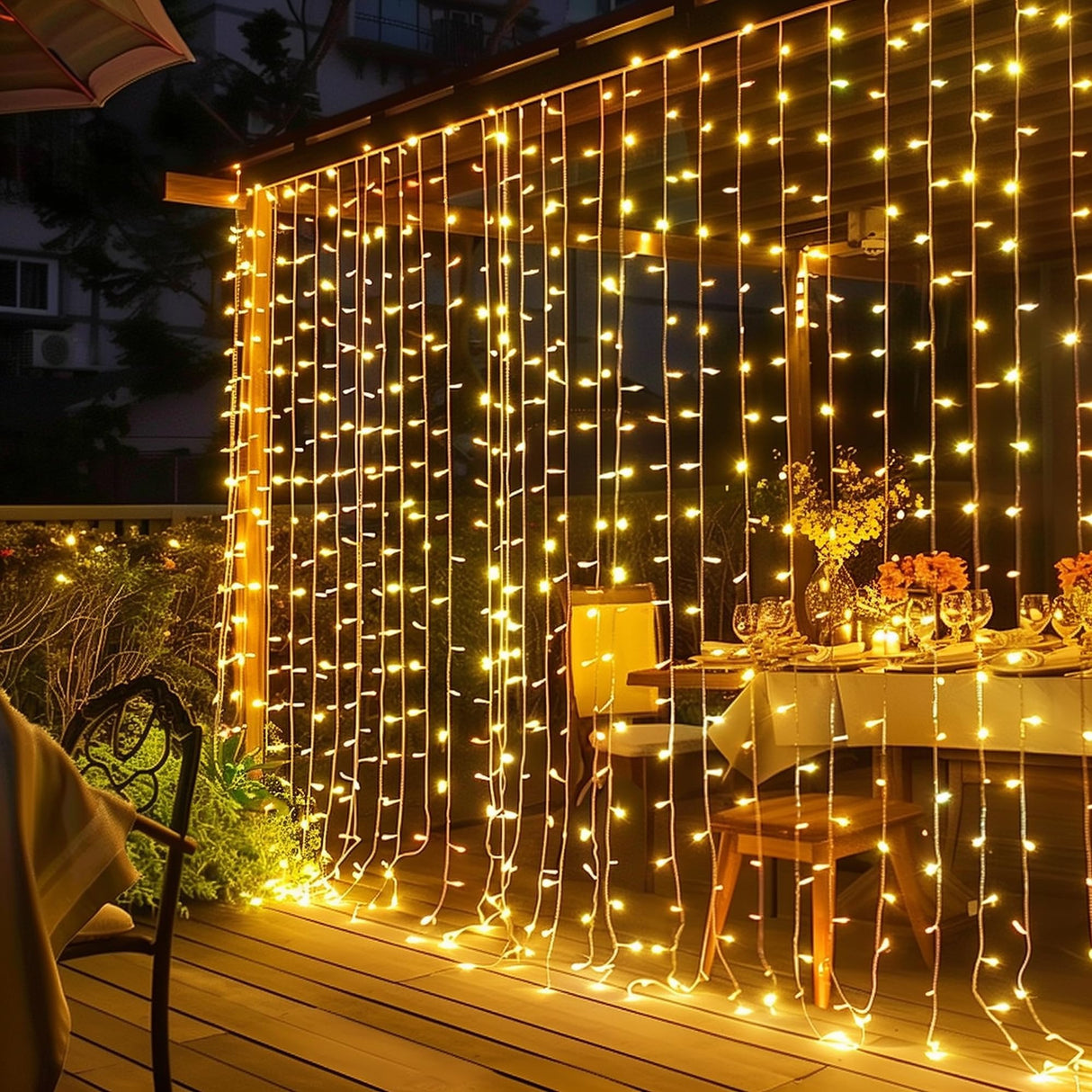 Dazzle Bright 300 LED Curtain Lights, Plug in Fairy Curtain Lights for Bedroom, Christmas Hanging String Lights Outdoor for Window Backdrop Wall Wedding Patio Indoor Dorm Party Decor, Warm White Dazzle Bright