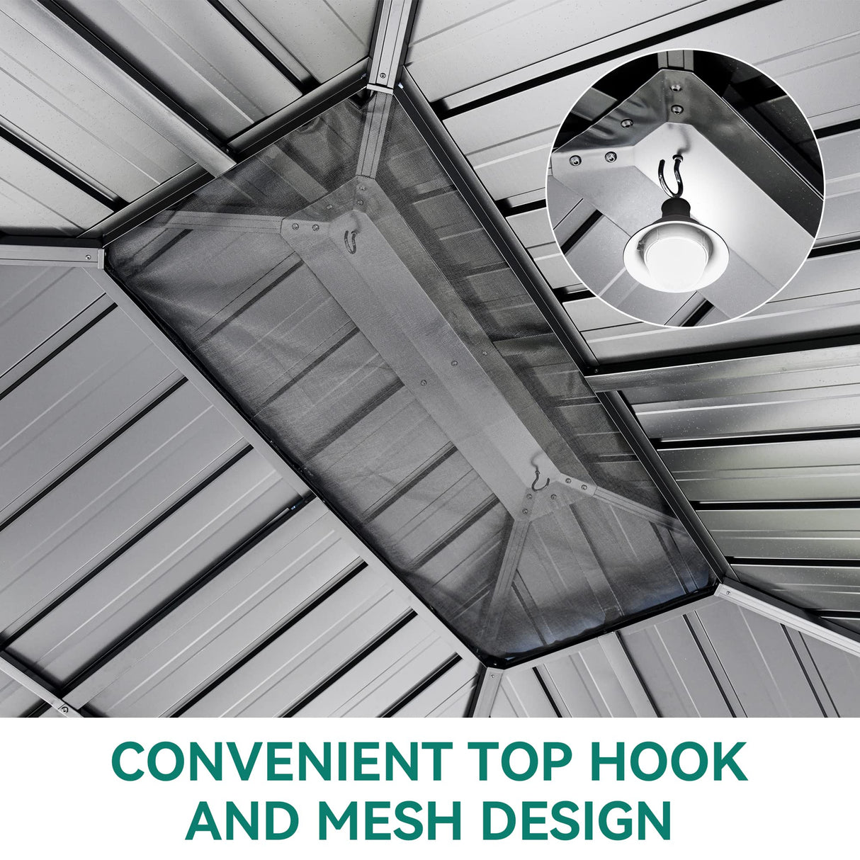 DWVO 10x12ft Hardtop Gazebo Double Roof with Nettings and Curtains, Heavy Duty Galvanized Steel Outdoor Vertical Stripes Roof for Patio, Backyard, Deck, Lawns, Grey DWVO