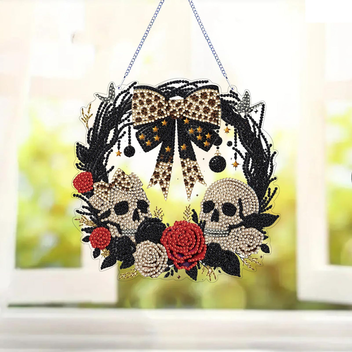 STGLCR Diamond Art Kit for Adults, Special Shaped Crystal Skull Pendant, Halloween Diamond Painting Suncatcher,DIY Rose Ornament Hanging Art Acrylic Board Wreath, DIY Home Decor, 7.7 Inch STGLCR