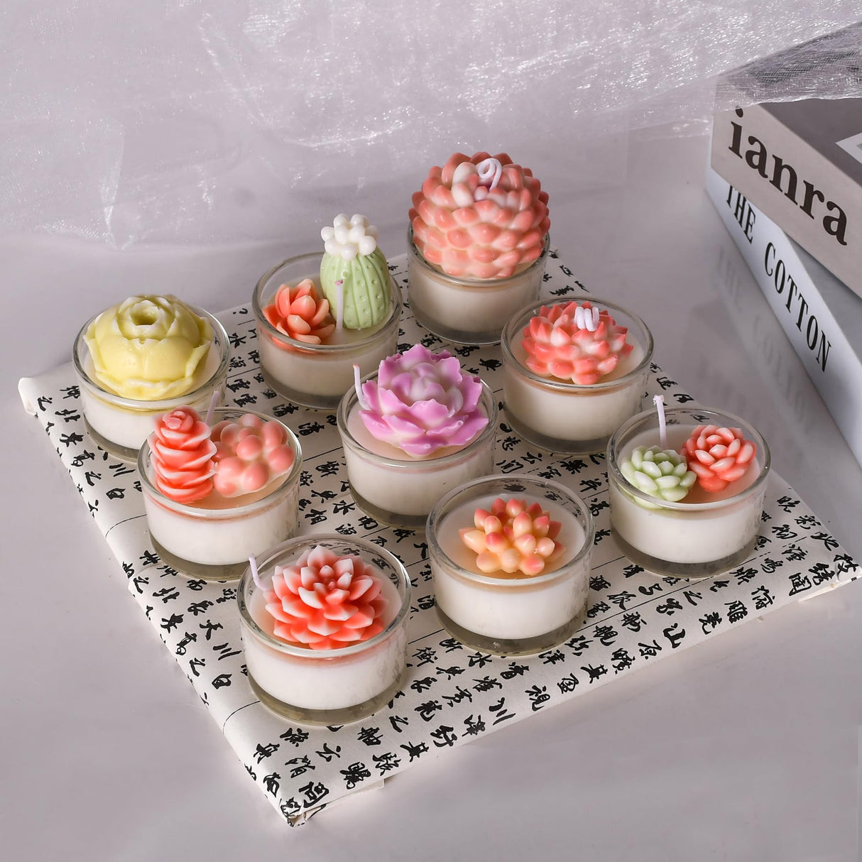 HOMYCOCO 12PCS Succulent Flower Candle Molds Epoxy Resin Wax Mold Silicone Candle Moulds for Candle Craft Making Handmade Gift Ornaments Decoration HOMYCOCO