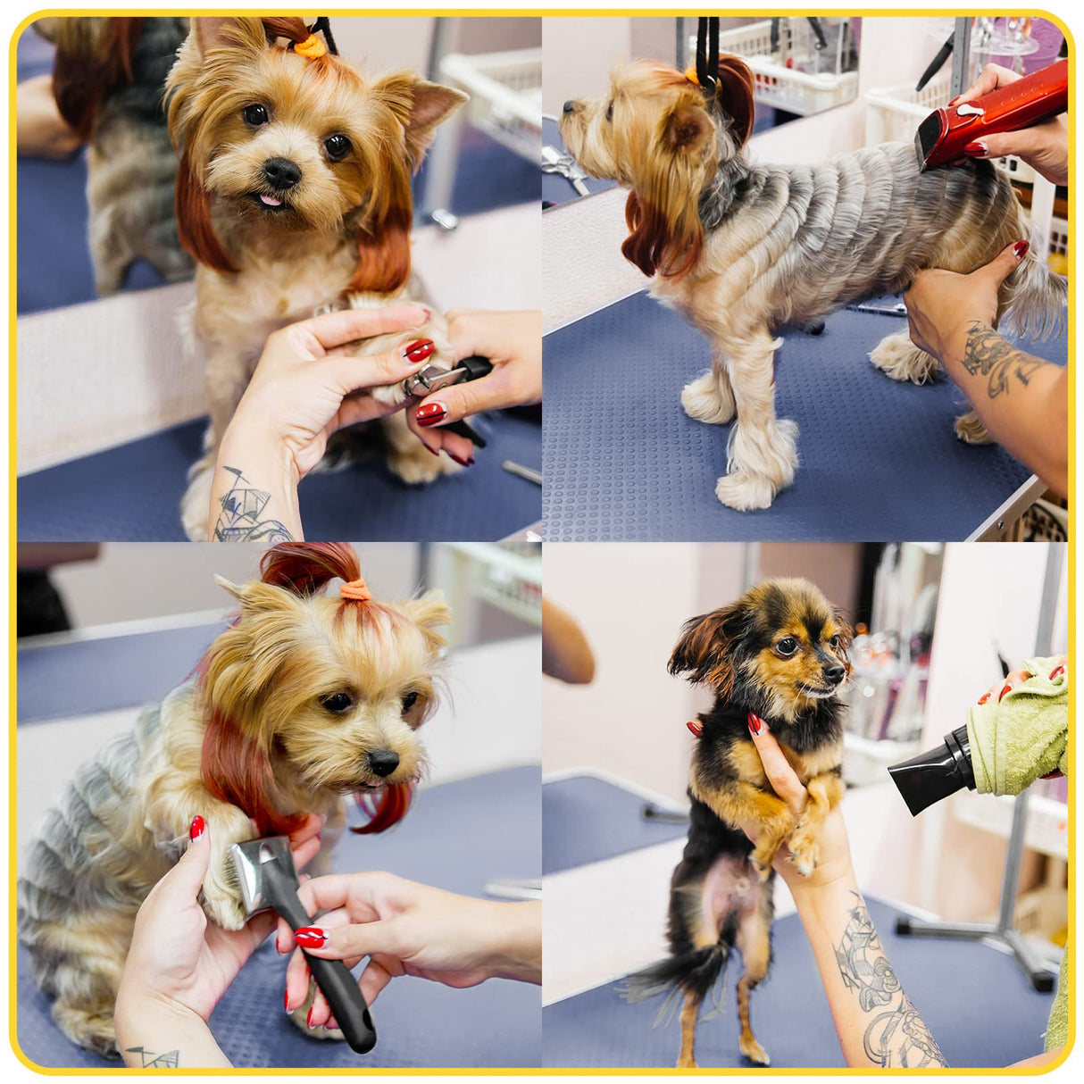 ROOMTEC 46" Dog Grooming Table,Foldable Home Pet Bathing Station with Adjustable Height Arm/Noose/Mesh Tray ROOMTEC