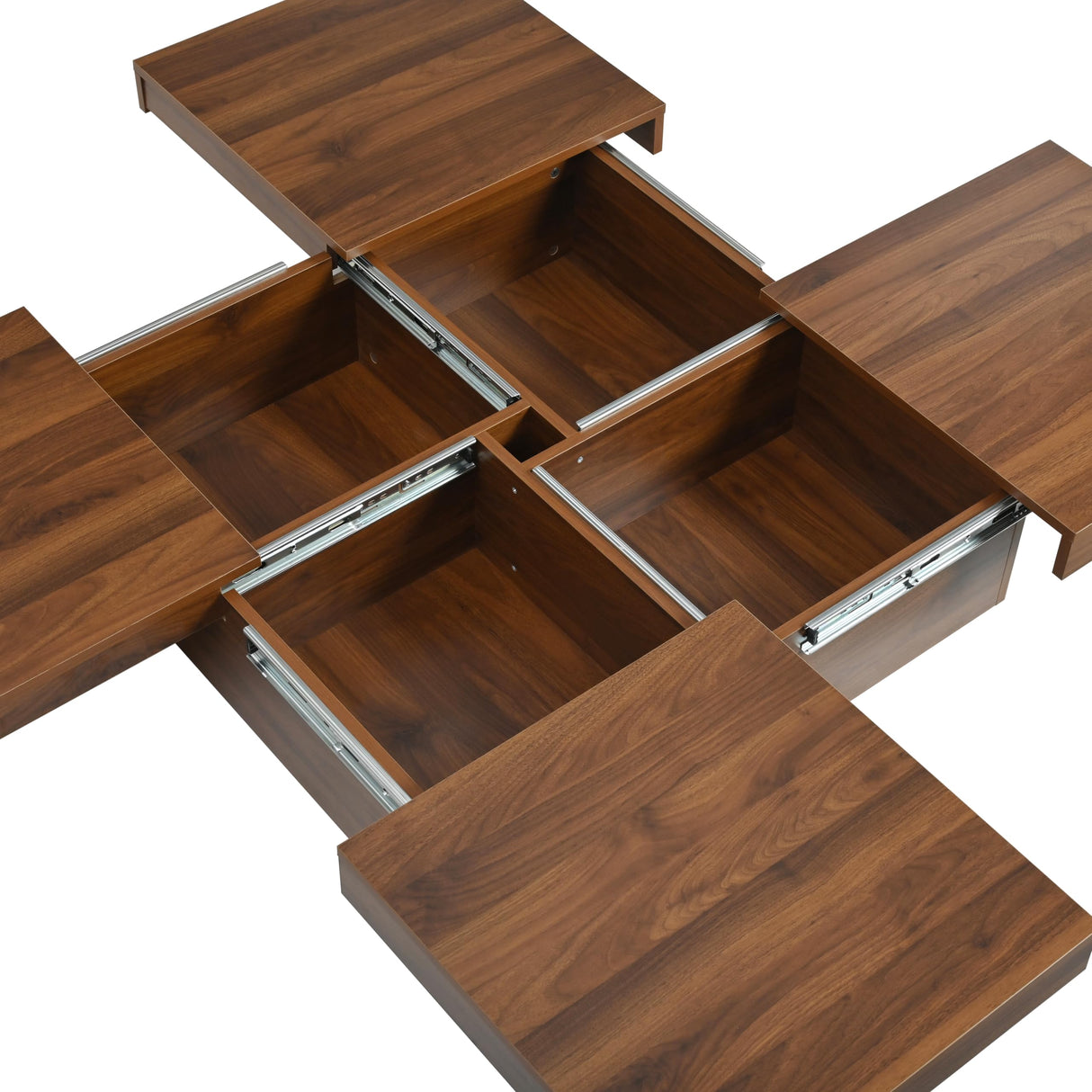 Merax 39.4'' Square Coffee Table, Sliding Top with Ample Storage, Walnut Grain Veneer Finish Modern Center Tables for Living Room Apartment, Walnut Merax