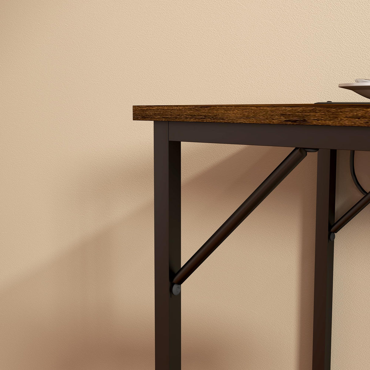 HOMCOM 70" Long Counter Height Table with Charging Station, Industrial Style Rectangular Bar Table with Steel Frame for Dining Room, Kitchen, Rustic Brown HOMCOM