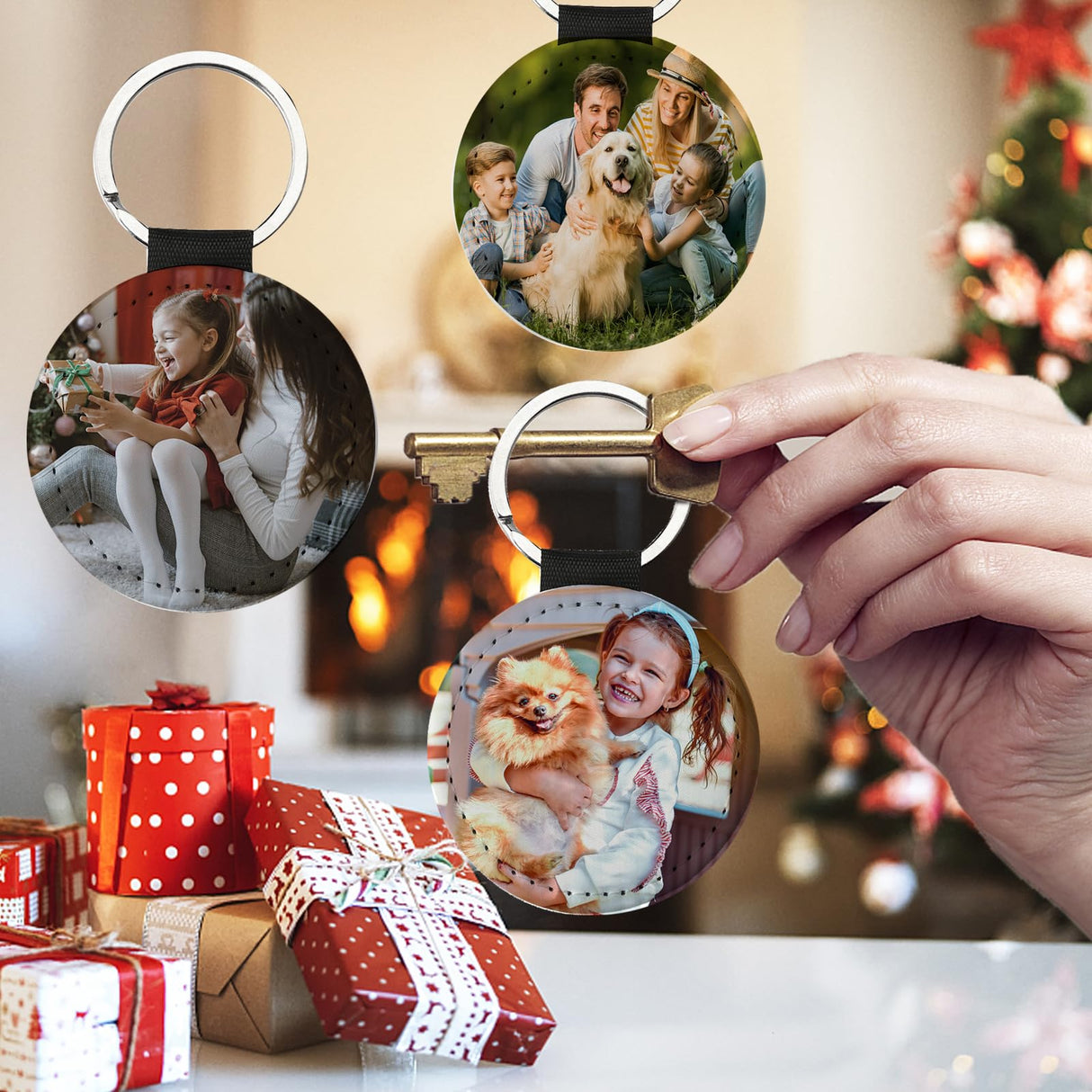 QISVVE 10Pcs Sublimation Blanks Keychain,custom personalized key chain,Glitter PU Leather keychain accessories for DIY Crafts Making (10Pcs Glitter Round) QISVVE