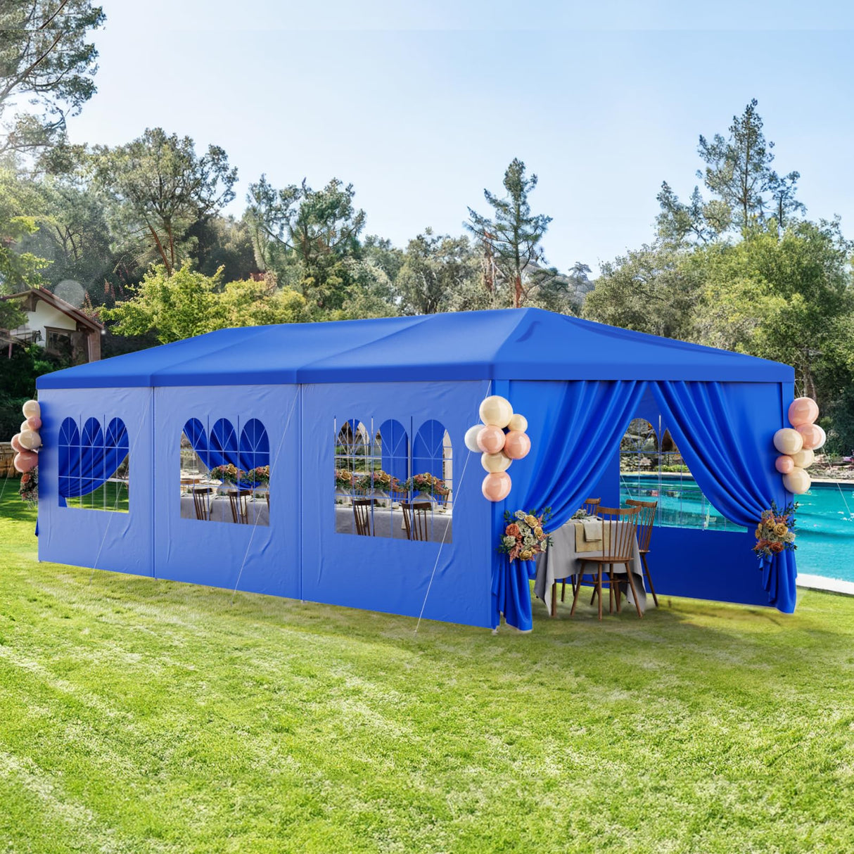 Party Tent 10x30 Outdoor Wedding Tents for Parties, Heavy Duty Canopy Event Tents for Parties Gazebo Shelter with 8 Removable Sidewalls Waterproof Party Wedding BBQ Events Tent Shelter susici