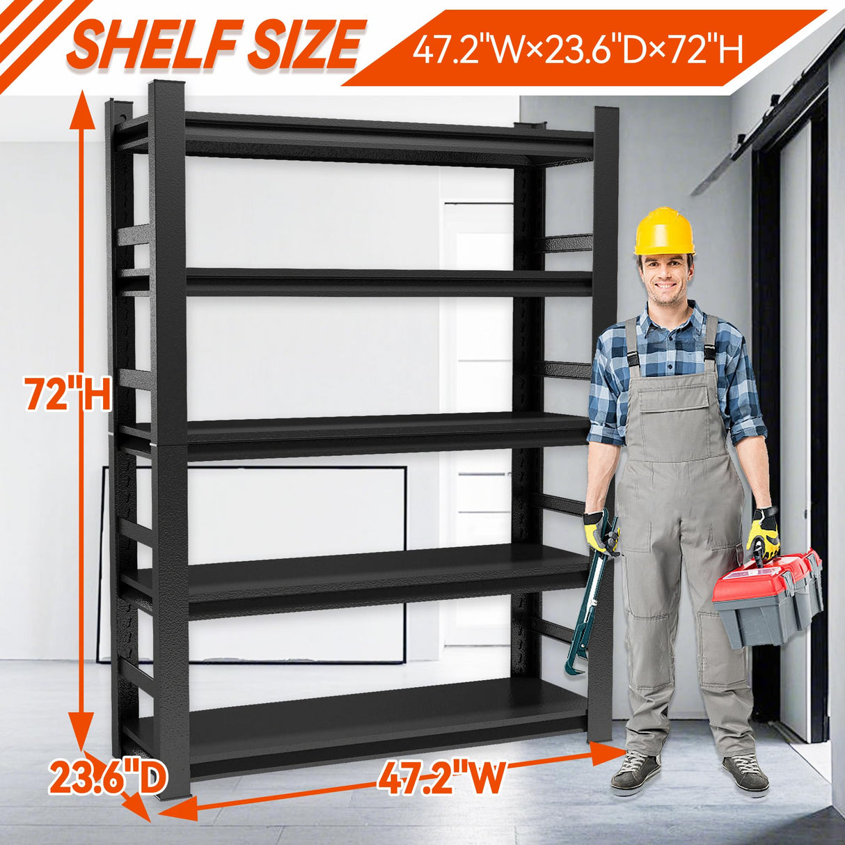 Notmise Garage Shelving Units and Storage, Heavy Duty Storage Shelves Adjustable Tall Shelf Steel Shelving for Industrial, Warehouse, Basement Notmise