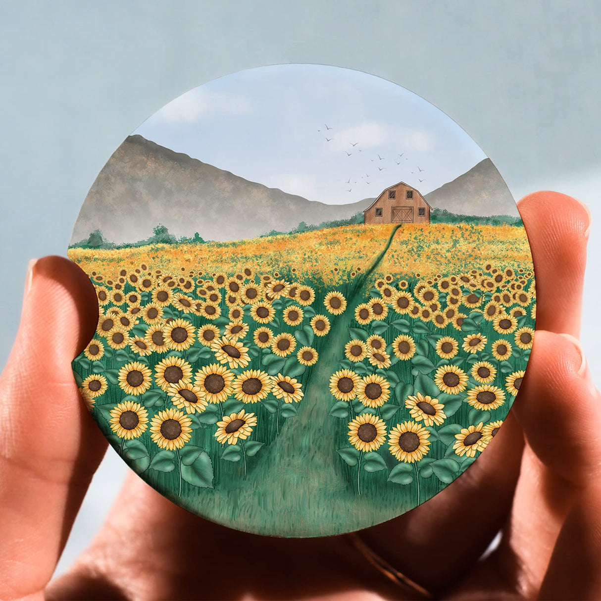 HUMNIC 10pcs Sublimation Blanks 2.6 Inch Ceramic Stone Car Cup Coasters with A Finger Notch for Easy Removal,Sublimation Blank Car Coaster,White Sandstone Car Coaster Sublimation Blanks HUMNIC