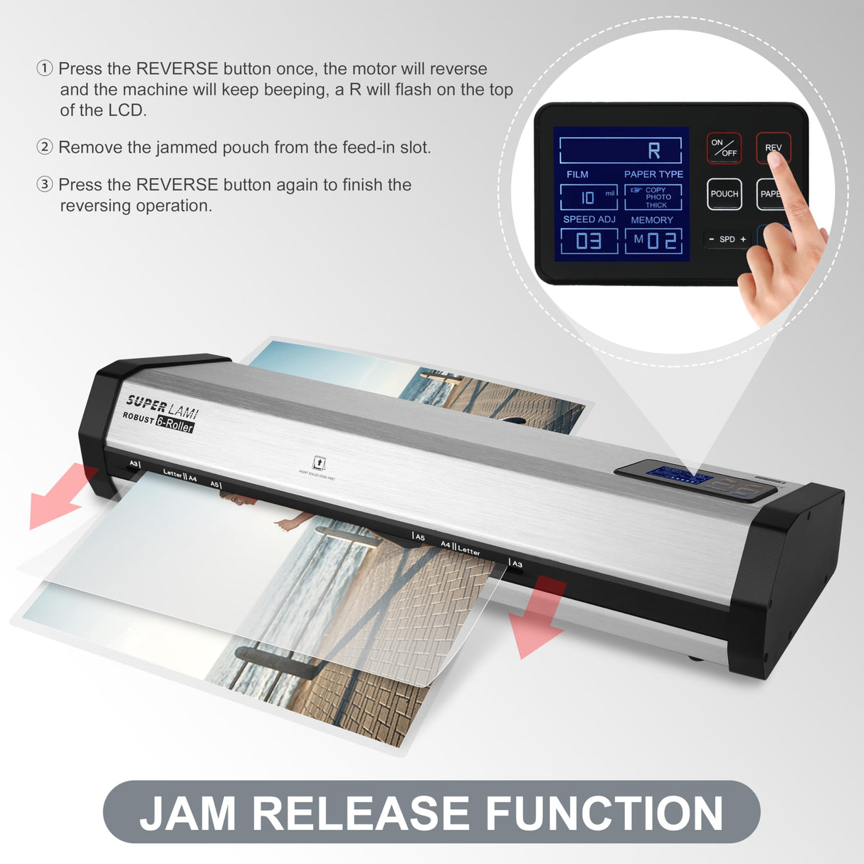 SINCHI Robust 6-Roller Laminator Machine with LCD Display, 3-10 Mil, Heavy Duty, 13-inch Thermal Laminating Machine for Commercial Use, 1.5-Minute Warm-up, 90 Inches/Minute, 105 Settings & 99 Memories SINCHI