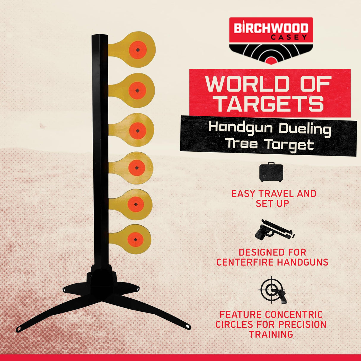 Birchwood Casey World of Targets Dueling Tree Shooting Sports Competition Handgun AR500 Yellow Steel Paddles Target Birchwood Casey