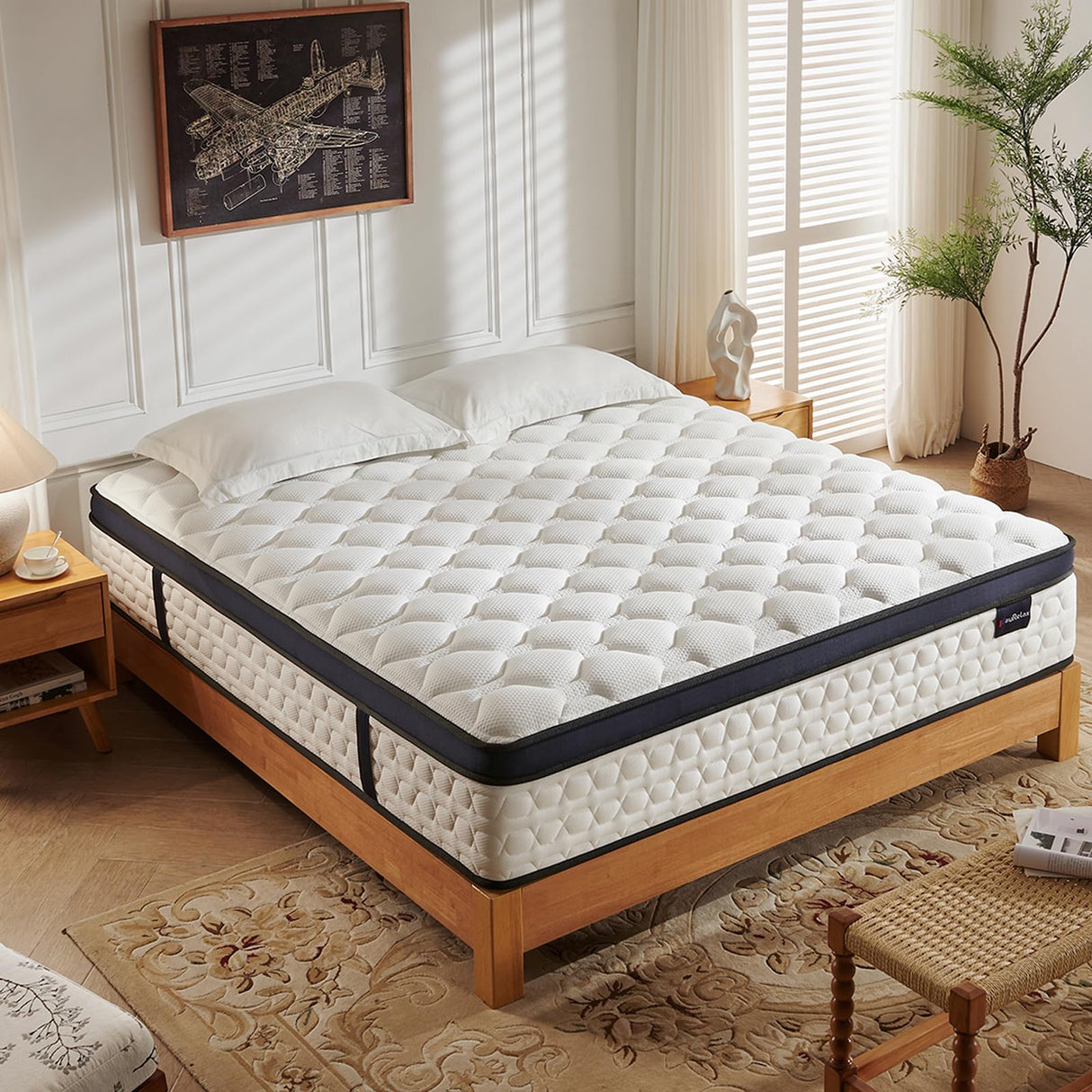 KauRelax Queen Size Mattress,14 Inch Queen Mattress in a Box,Hybrid Mattress with Gel Memory Foam & Individual Pocket Spring for Edge Support, Pressure Relief, Medium Firm,CertiPUR-US KauRelax