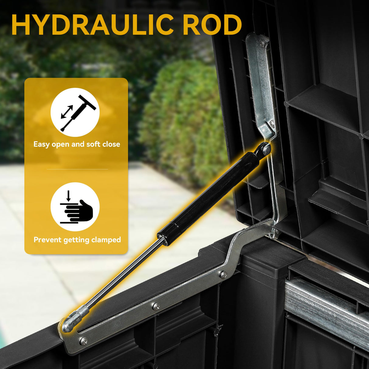 DWVO 120 Gallon Large Deck Box, Outdoor Lockable Storage Bin for Gardening Tools, Pool floats, Patio Cushions, Waterproof and UV Resistant Resin (Black) DWVO