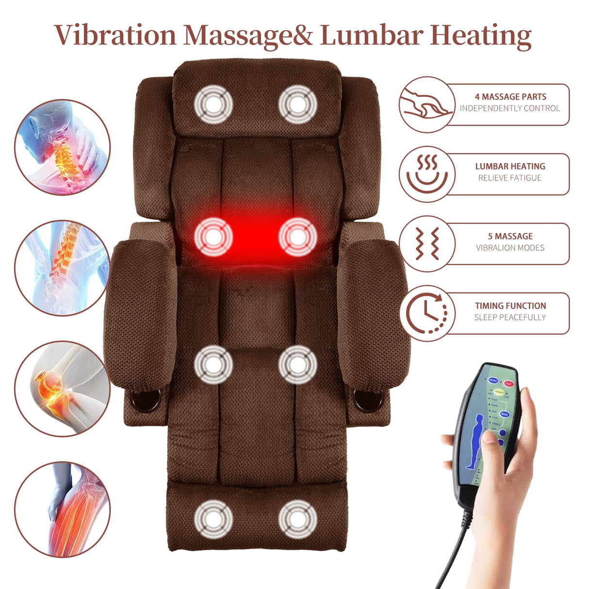 Neioml Four Motor Zero-Gravity Large-Wide Power Lift Chairs Recliners for Elderly, Infinite Position, 180° Lay Flat Lift Chair Big and Tall, Heat & Massage (Plush Flannel, Dark Brown) Neioml