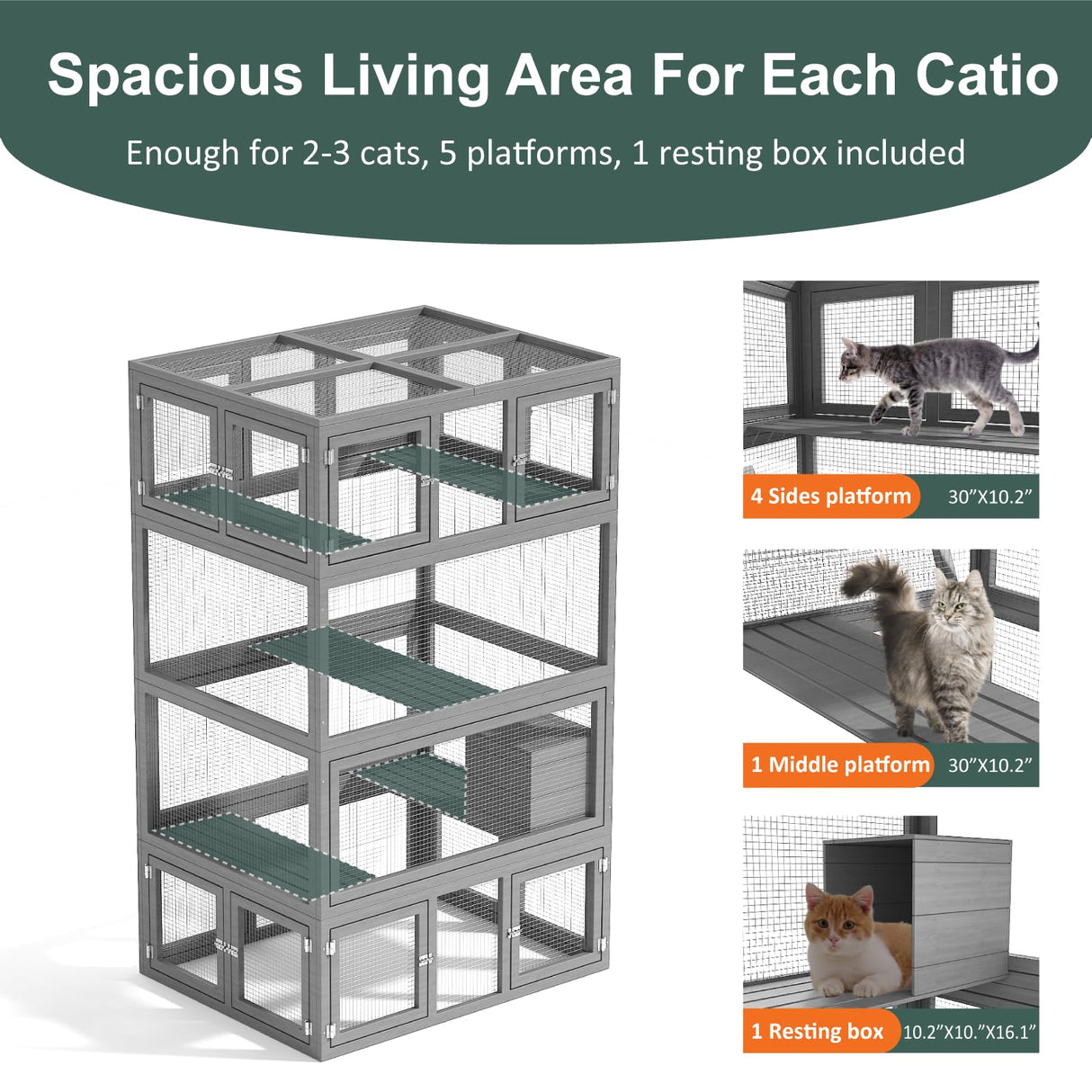 TIMHAKA Cat Catio Outdoor Cat Enclosure, 12 in 1 Cat Enclosure with 4 Large Catio and 8 Cat Tunnel, 12pcs Outdoor Cat Cage with Platform and Resting Box, Luxurious Cat Playground with Waterproof Cover TIMHAKA