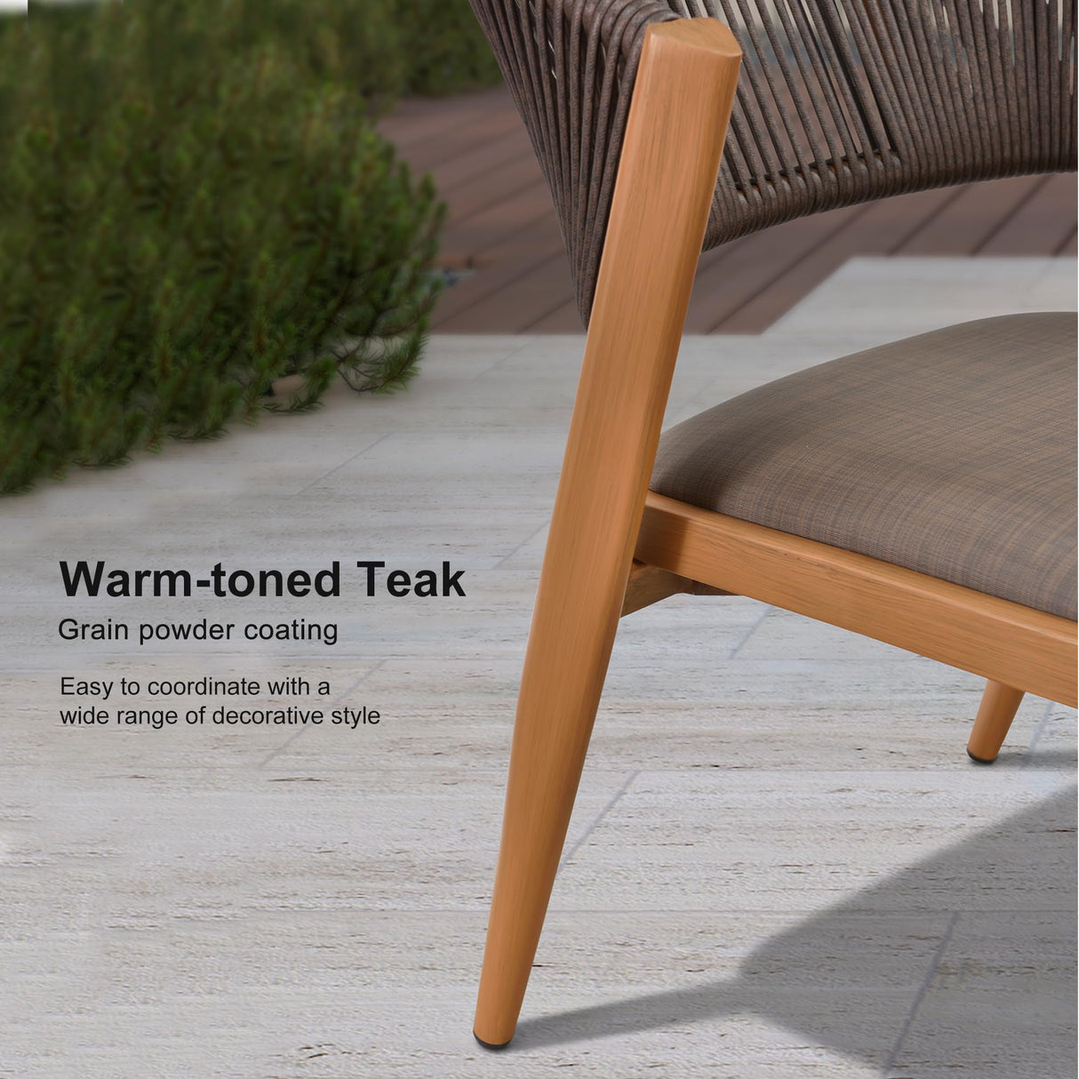 PURPLE LEAF 13-Piece Patio Dining Set Outdoor Furniture Rectangular Table and Chairs Set with Aluminum Frame and Teak-Finish for Garden Deck Backyard Kitchen Deep Teak Outdoor Set PURPLE LEAF