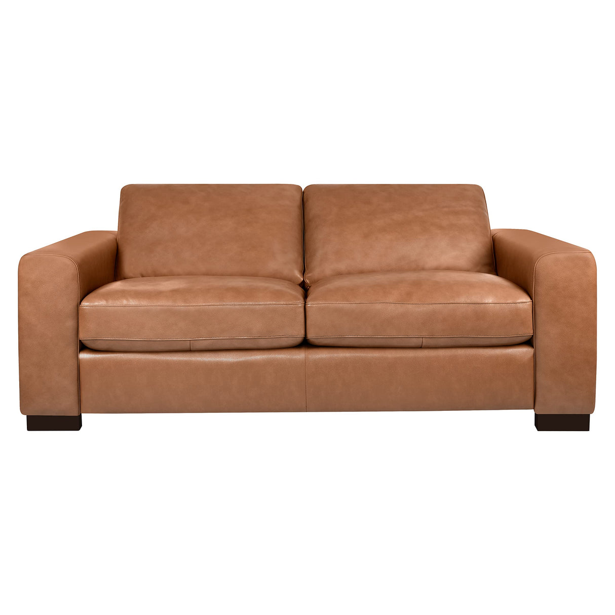 Naomi Home Oversized Genuine Leather Modern Loveseat Sofa - Small Love Seat Sofas Couch - Mid-Century Living Room Furniture Couch, Eco-Friendly Corner Loveseats - Tan Naomi Home