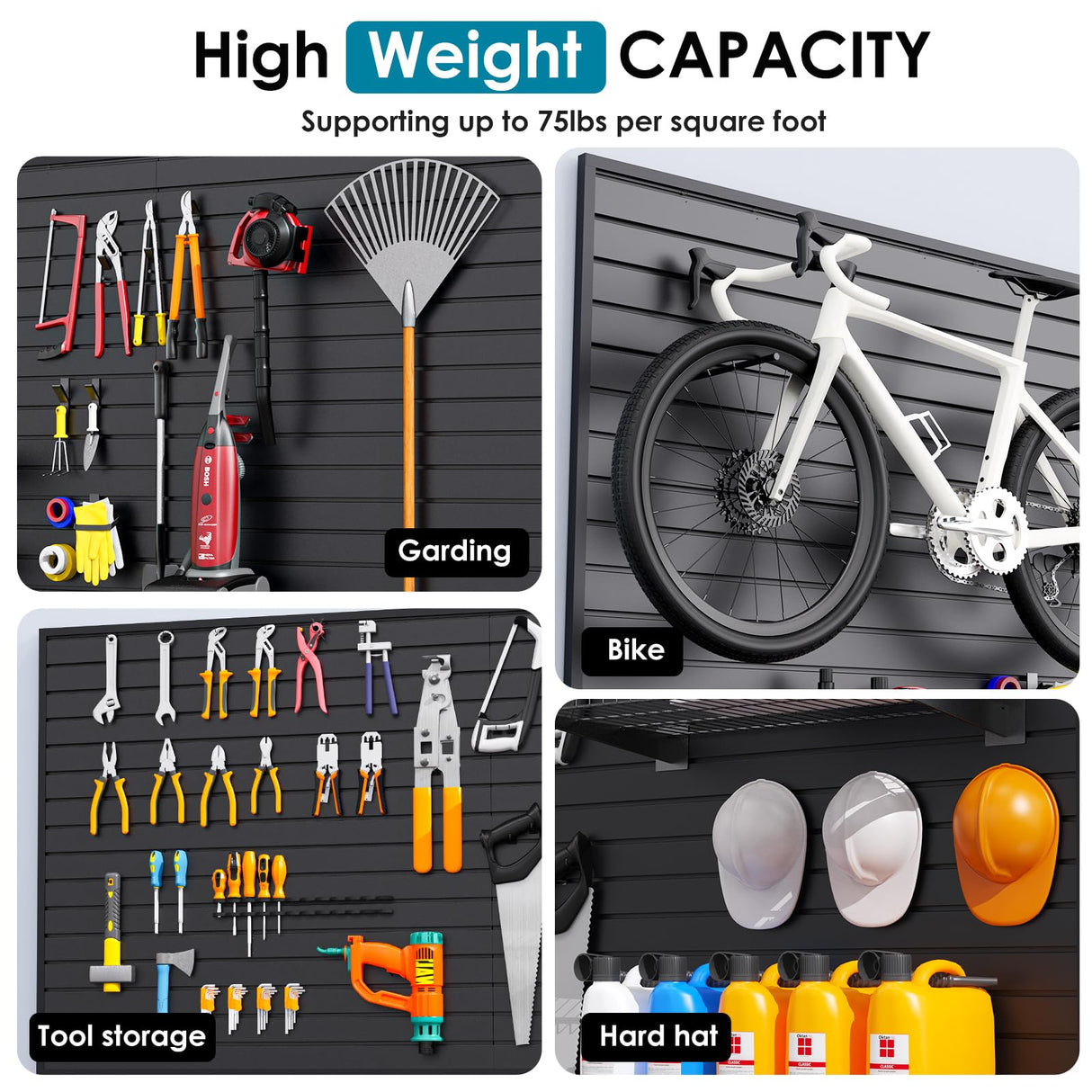 Brakki PVC Slat Wall Paneling 4x8 ft, Garage Organizer Storage System, Black Slatwall Panels for Garage Organization Product, Heavy Duty Wall Mounted Tool Storage for Home Brakki