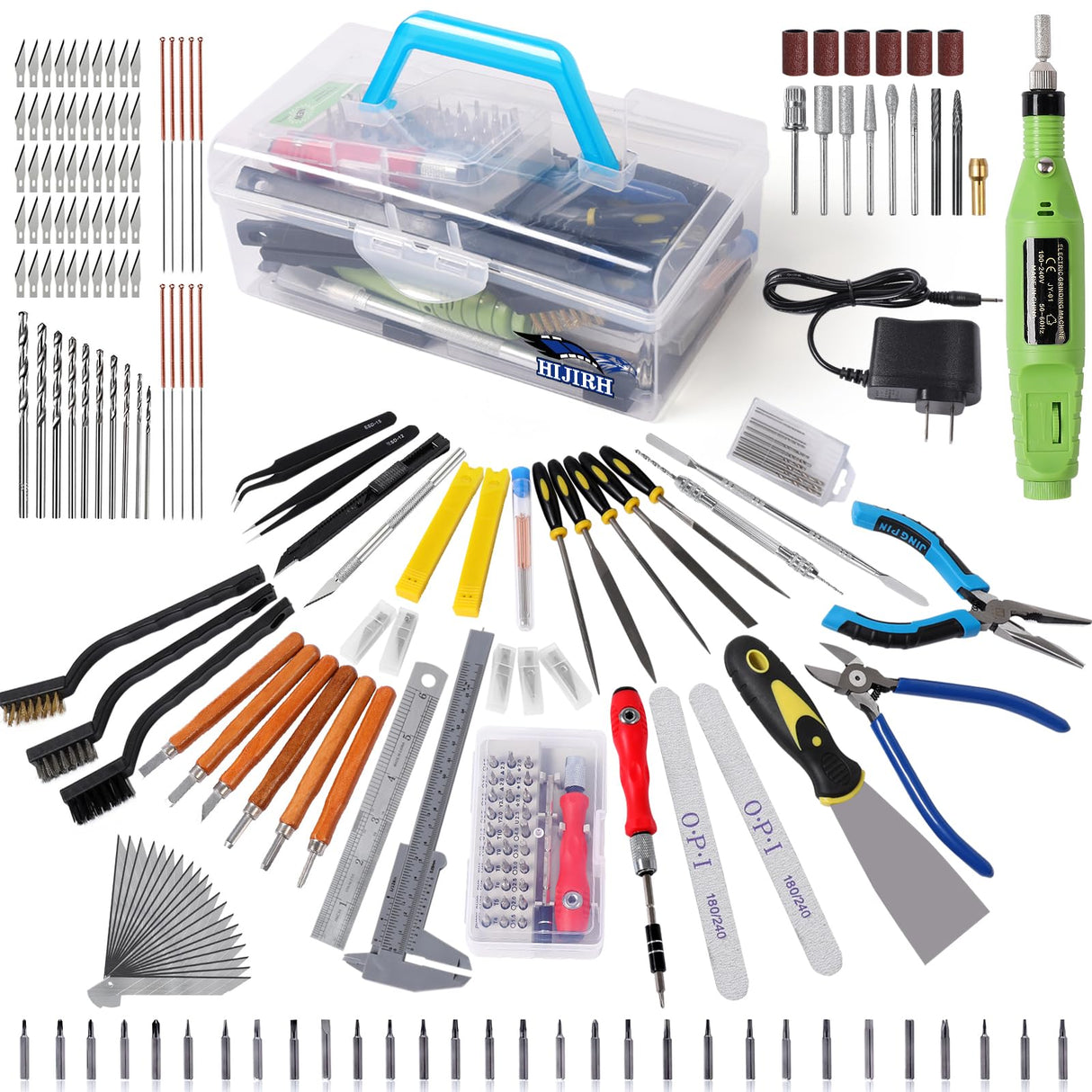 165 Pcs Pro Grade 3D Printing Tool Kit,3D Printer Tool Kits,Diverse 3D Printer Accessory & Electric Polishing Machine,Including Tool Box,for Remove/Trim and Finish 3D Print (Multi-Purpose)【HIJIRH】 HIJIRH