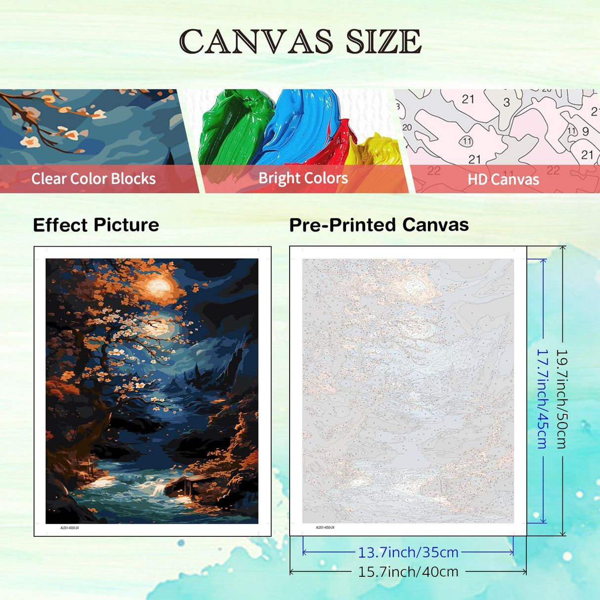 Plum Blossoms Paint by Number Adults,Moon Paint by Number Adult,DIY Acrylic Painting by Numbers On Canvas,Perfect for Home Decor Gifts 16X20inch PHANTASYART