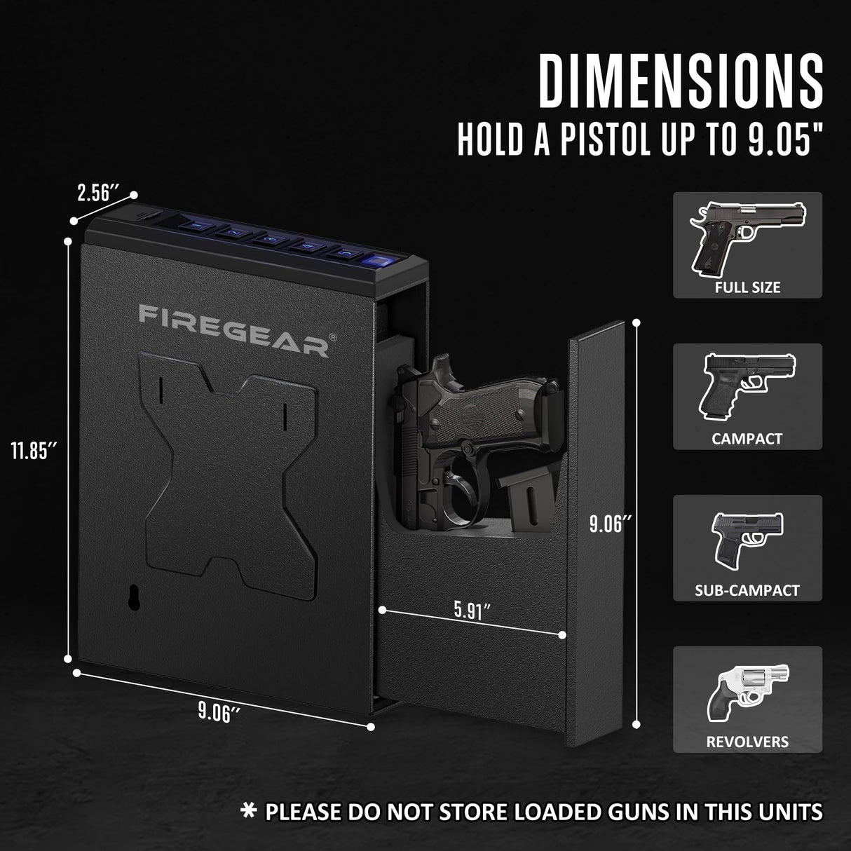 FIREGEAR Gun Safe Biometric Pistol Safe, Quick Access Handgun Safe, Safes for Handgun with Fingerprint, PIN Code, KEY, Mounted Nightstand and Gun Lock FIREGEAR
