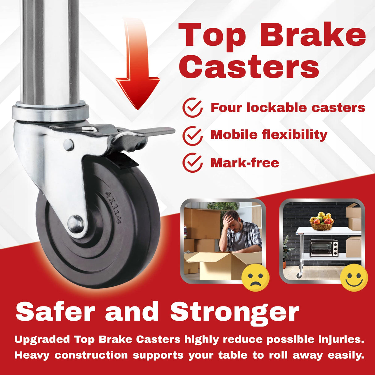 Food Prep Stainless Steel Table - DuraSteel 30 x 48 Inch Metal Table Cart - Commercial Workbench with Caster Wheel - NSF Certified - For Restaurant, Warehouse, Home, Kitchen, Garage DuraSteel