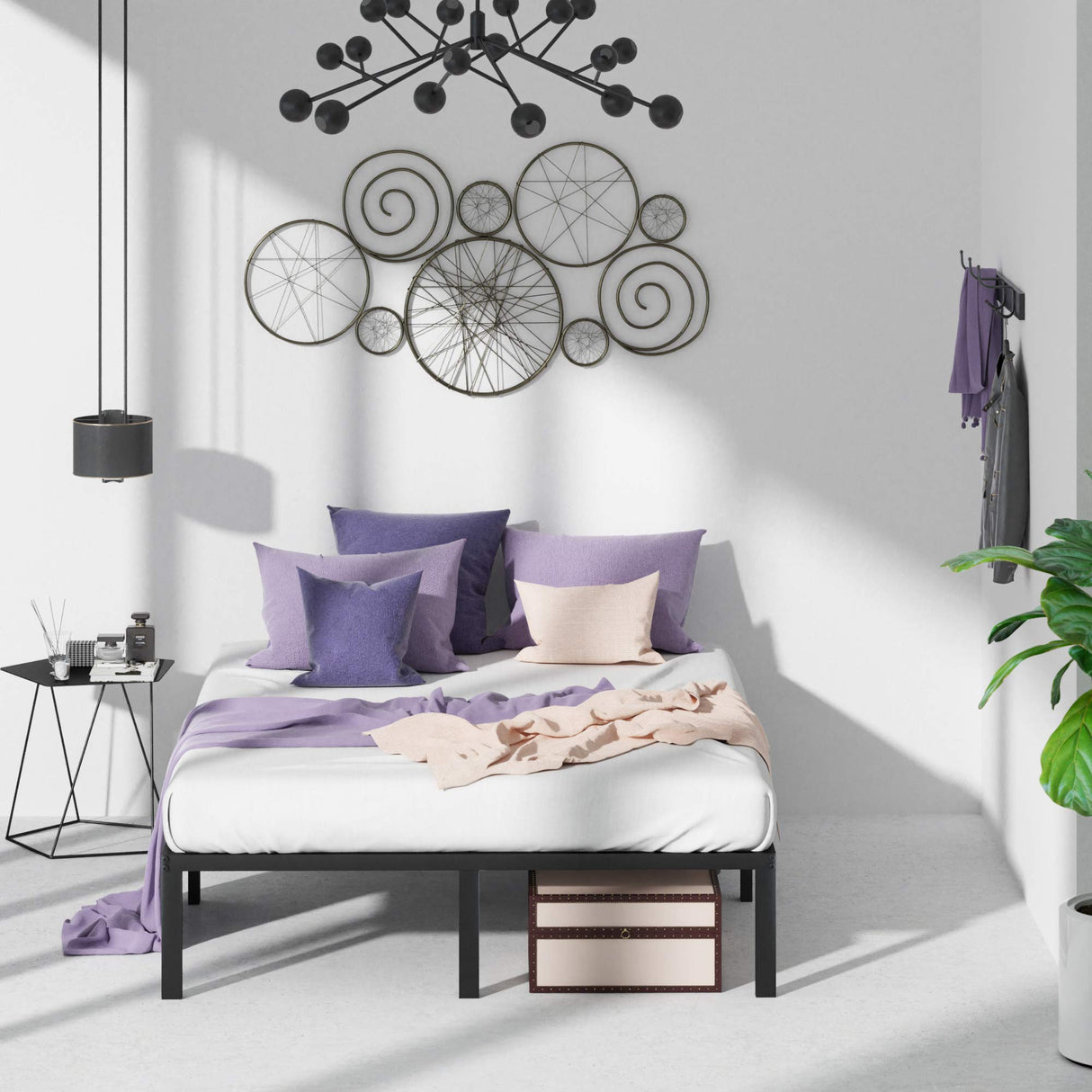 ZINUS Yelena 14 Inch Metal Platform Bed Frame, Steel Slat Support, No Box Spring Needed, Easy Assembly, Queen Zinus