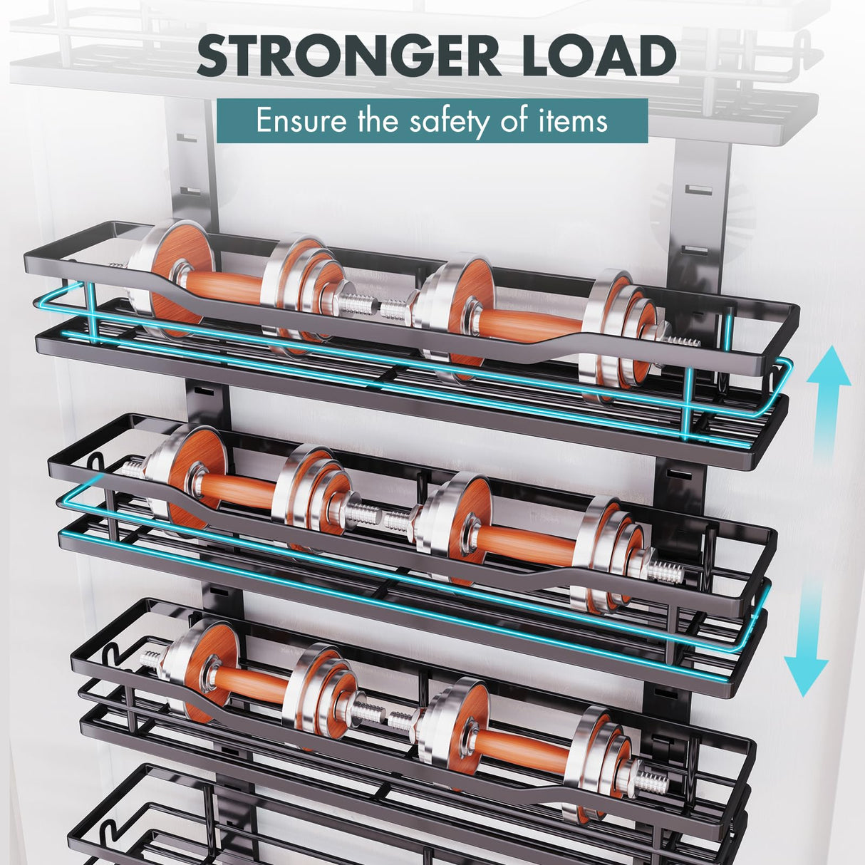 Eastherry Over The Door Pantry Organizer,9-Tier Over The Door Organizer with Adjustable Basket,Metal Hanging Pantry Organizers and Storage for Kitchen, Back of Door Seasoning Rack (Black) Eastherry