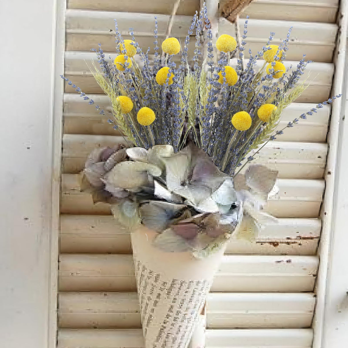 CISDUEO Dried Flowers Bouquet Dried Wheat Stalks Bundle Natural Lavender Dried Flowers Craspedia Flowers Dried Floral Arrangements for Wedding Party Table Centerpiece Decor Farmhouse DIY CISDUEO