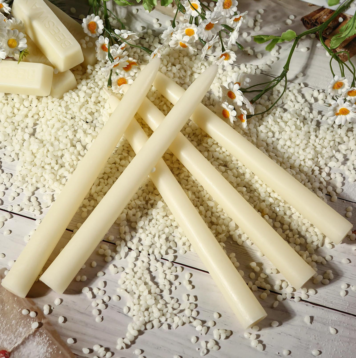 9 in Beeswax Taper Candles,6 Pack Dripless Pure White Beeswax Candle Sticks,10 Hours Long Burning Natural Bees Wax Candles for Home,Unscented Smokeless Tapered Candlesticks for Dinner MAKALONE