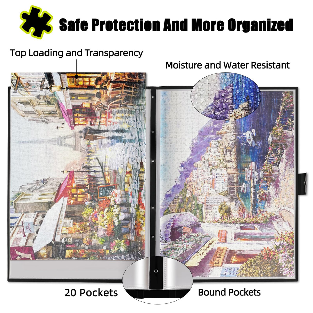 ALL4JIG Puzzle Storage Folder Keeper for Jigsaw Enthusiasts Puzzle Space-Saving Organizer Accessories for Adults Holds 20 Puzzles, HD Film Pockets ALL4JIG